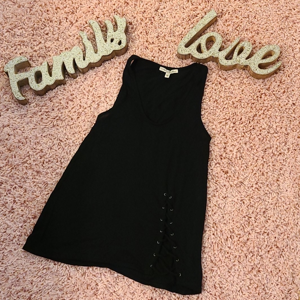 Express black t-shirt material tank top.